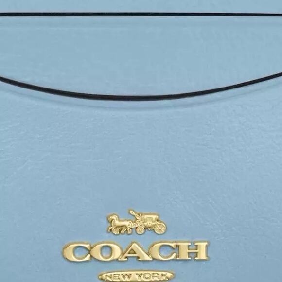 NWT Coach Slim Id Card Case Powder Blue CBL81 Shiny crinkle leather - Picture 5 of 5